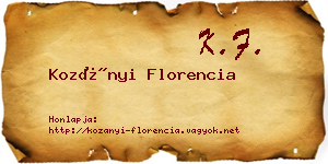 Kozányi Florencia névjegykártya