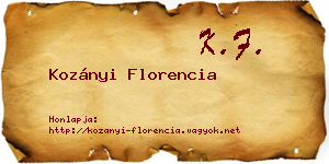 Kozányi Florencia névjegykártya